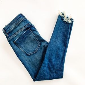 ZARA SHARK BITE ANKLE DISTRESSED JEANS NWOT